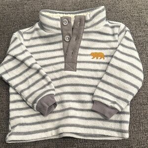 Bon Bebe Gray Striped Sweater with Bear Accent